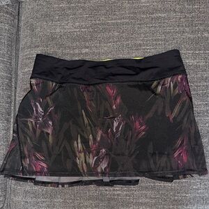 Floral Black Tennis Skirt